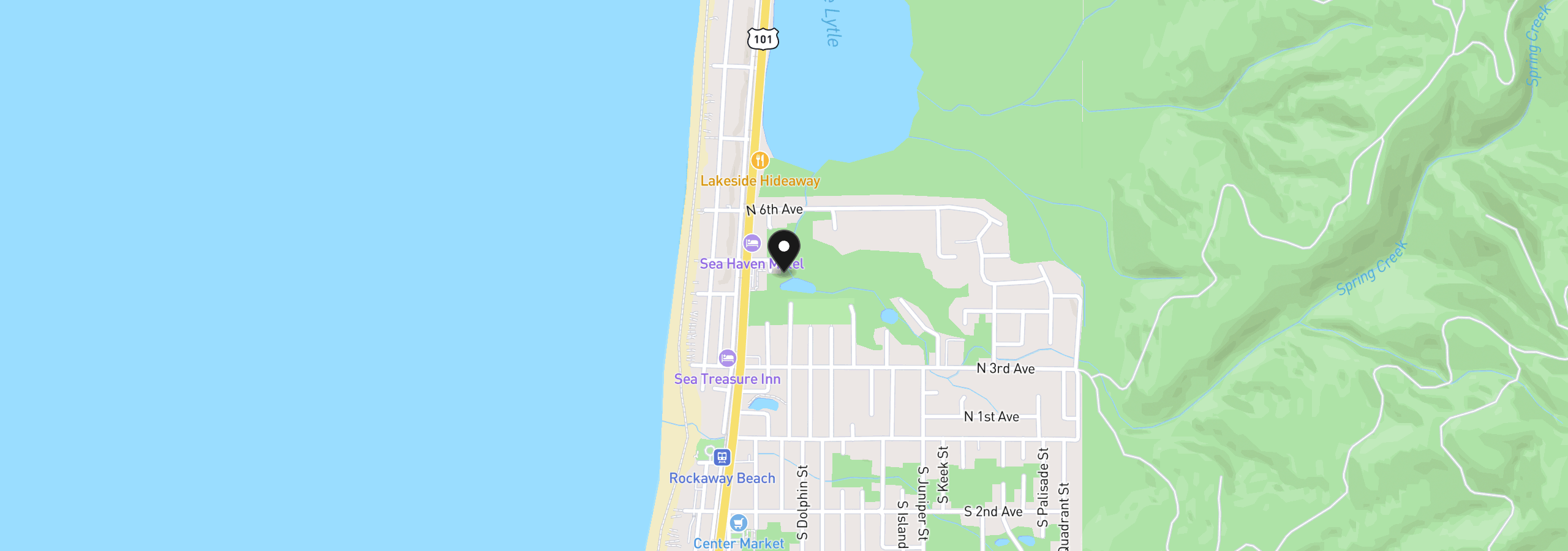 Map showing the location of 0 N Beacon St, Rockaway Beach, OR 97136