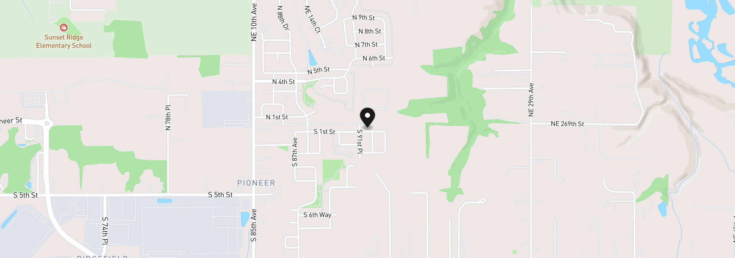 Map showing the location of 9118 S 1st St, Ridgefield, Wa 98642