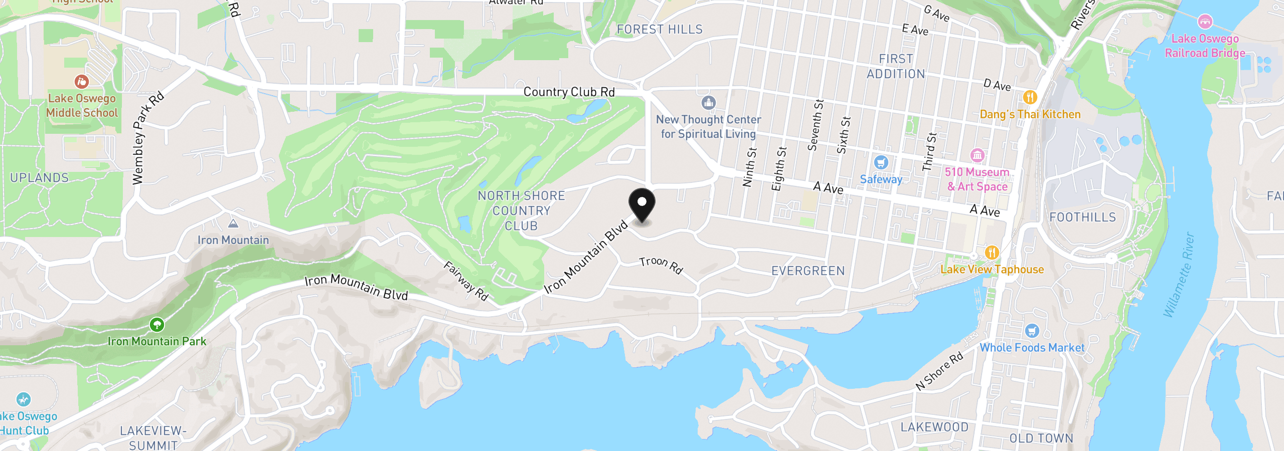 Map showing the location of 361 Berwick Rd, Lake Oswego, OR 97034