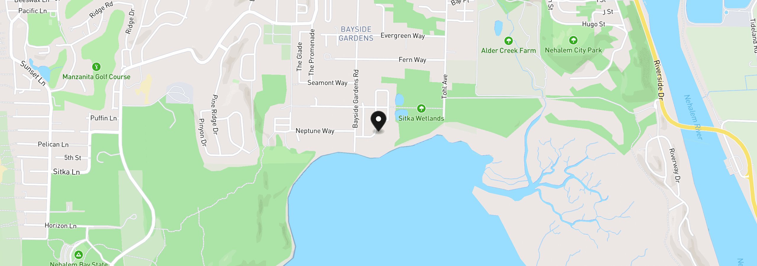 Map showing the location of Pintail Ave, Nehalem, OR 97131
