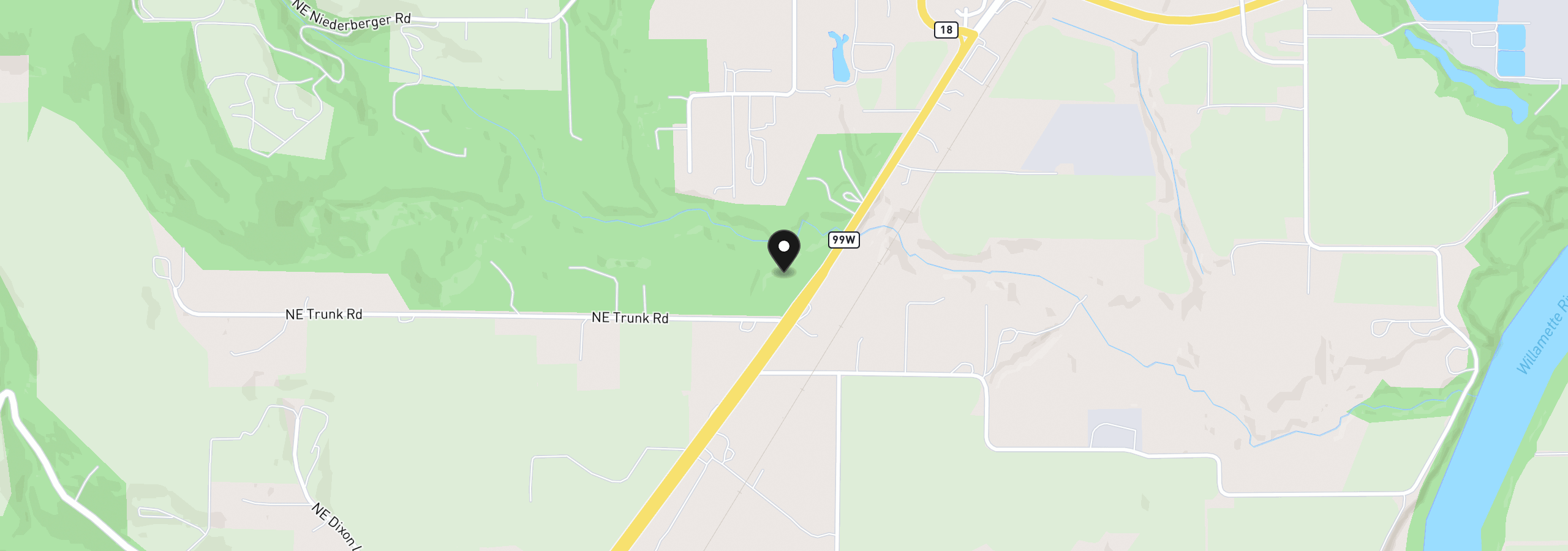Map showing the location of 6641 N Highway 99w, Dundee, OR 97115