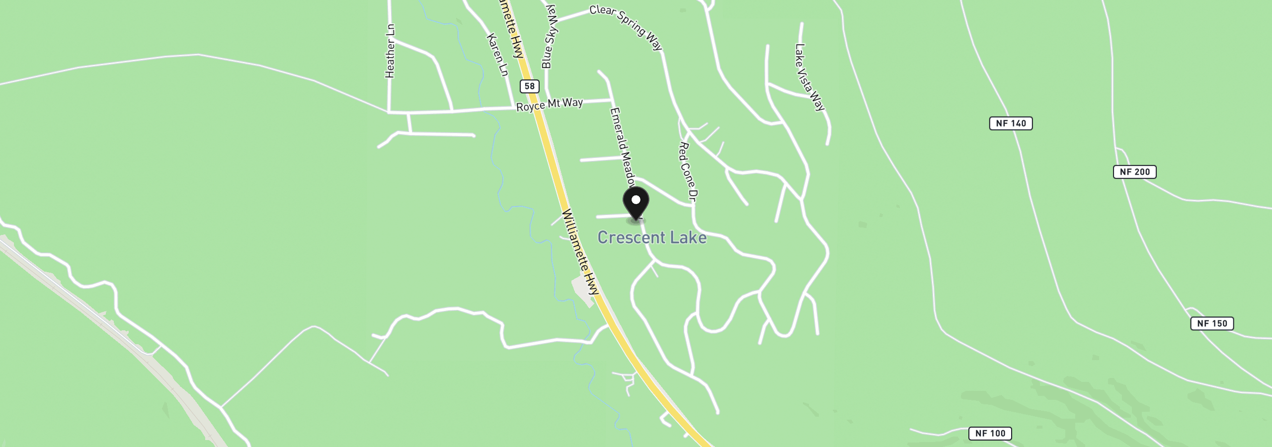 Map showing the location of 33 Emerald Meadows Way, Crescent Lake, OR 97733