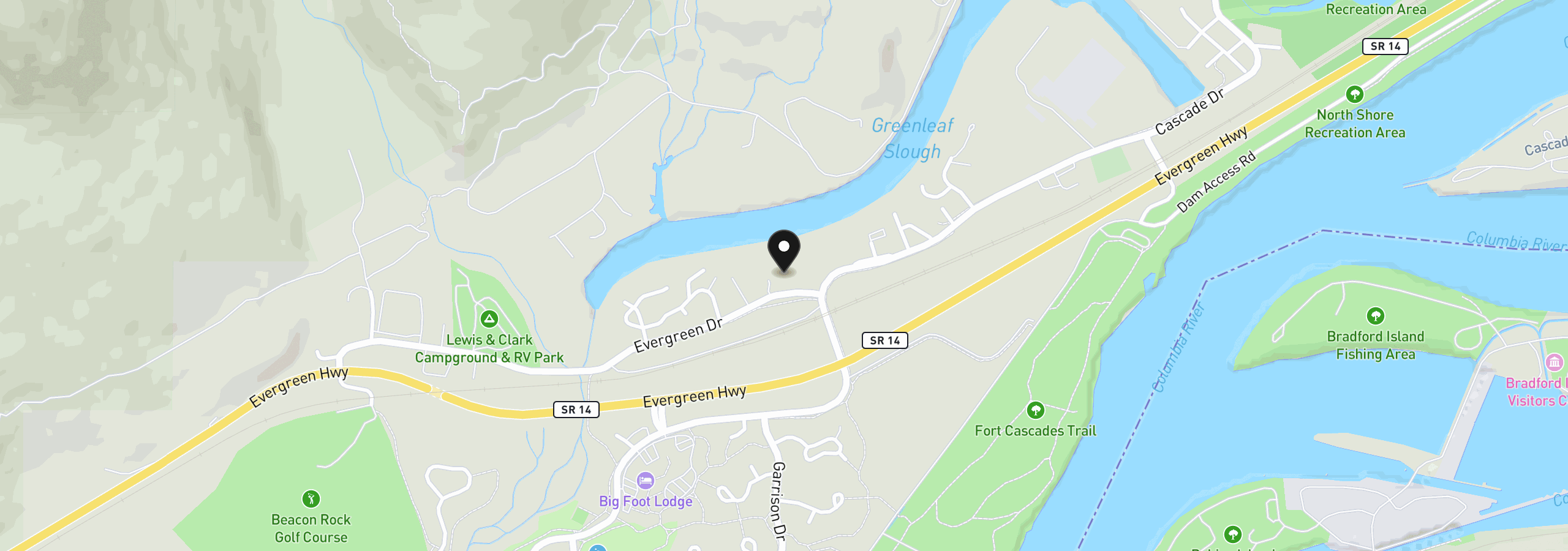 Map showing the location of 23 Evergreen Dr, North Bonneville, Wa 98639
