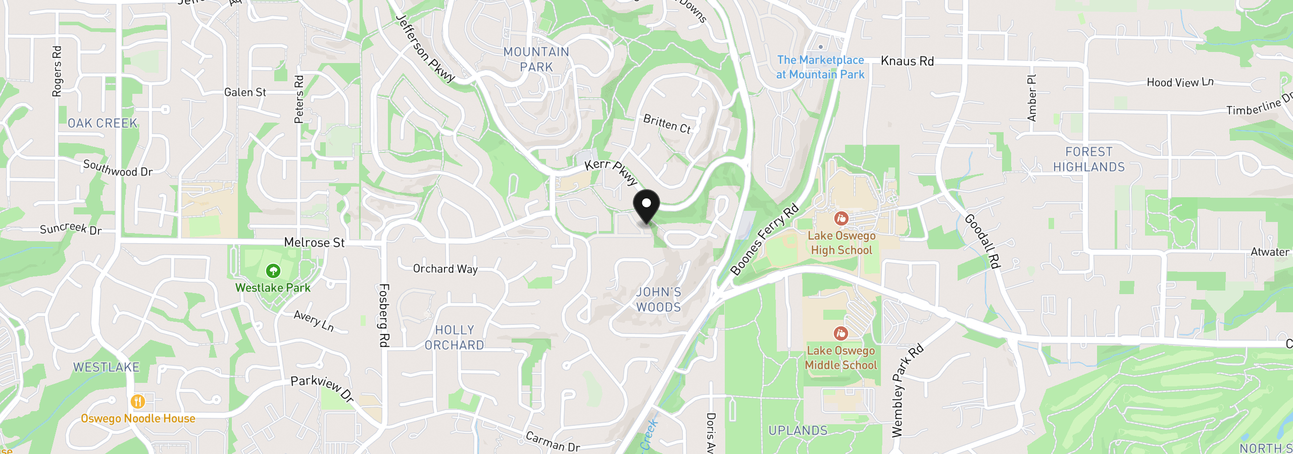 Map showing the location of 64 Wheatherstone Ct 36, Lake Oswego, OR 97035