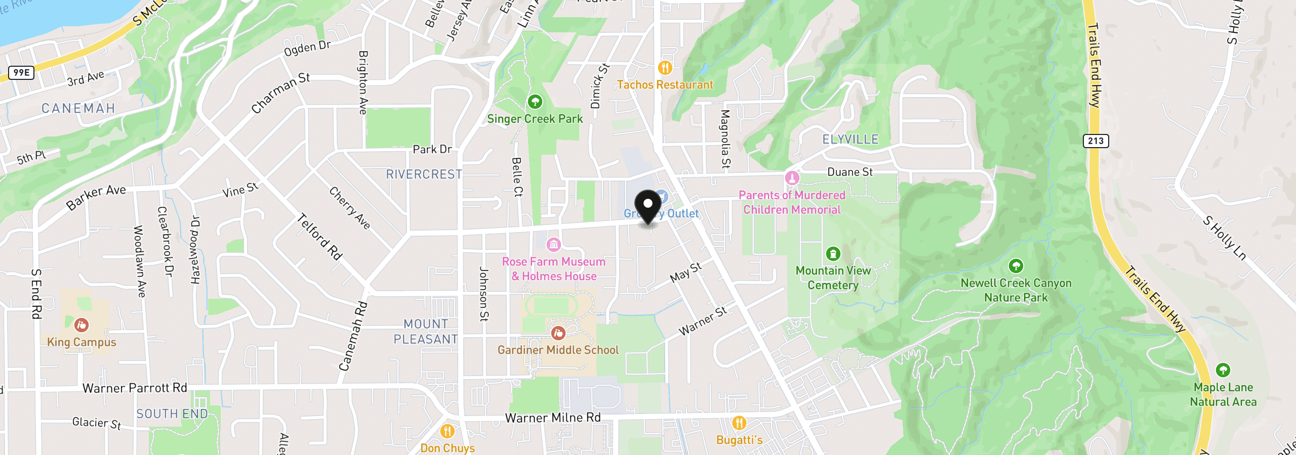Map showing the location of 610 Holmes Ln, Oregon City, OR 97045
