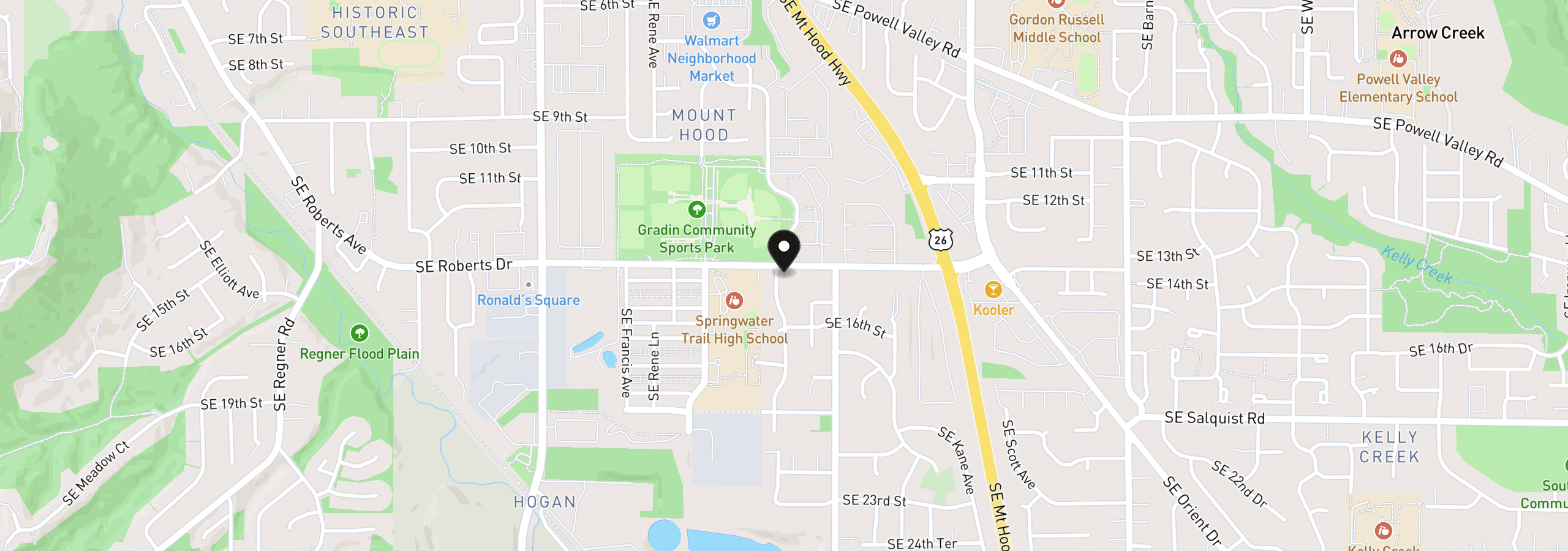Map showing the location of 1438 SE Cochran Dr, Gresham, OR 97080