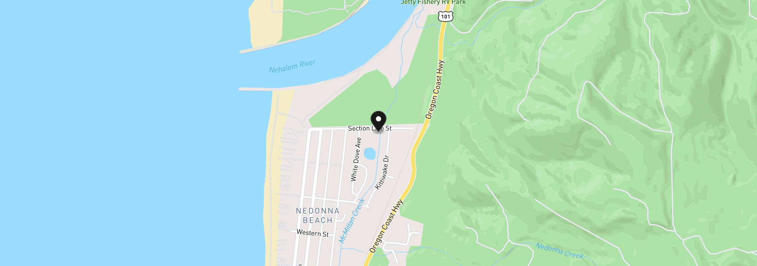 Map showing the location of Section Line Rd, Rockaway Beach, OR 97136