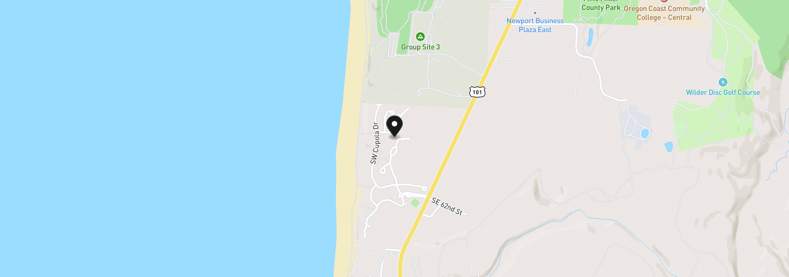 Map showing the location of 5820 SW Arbor Dr, South Beach, OR 97366