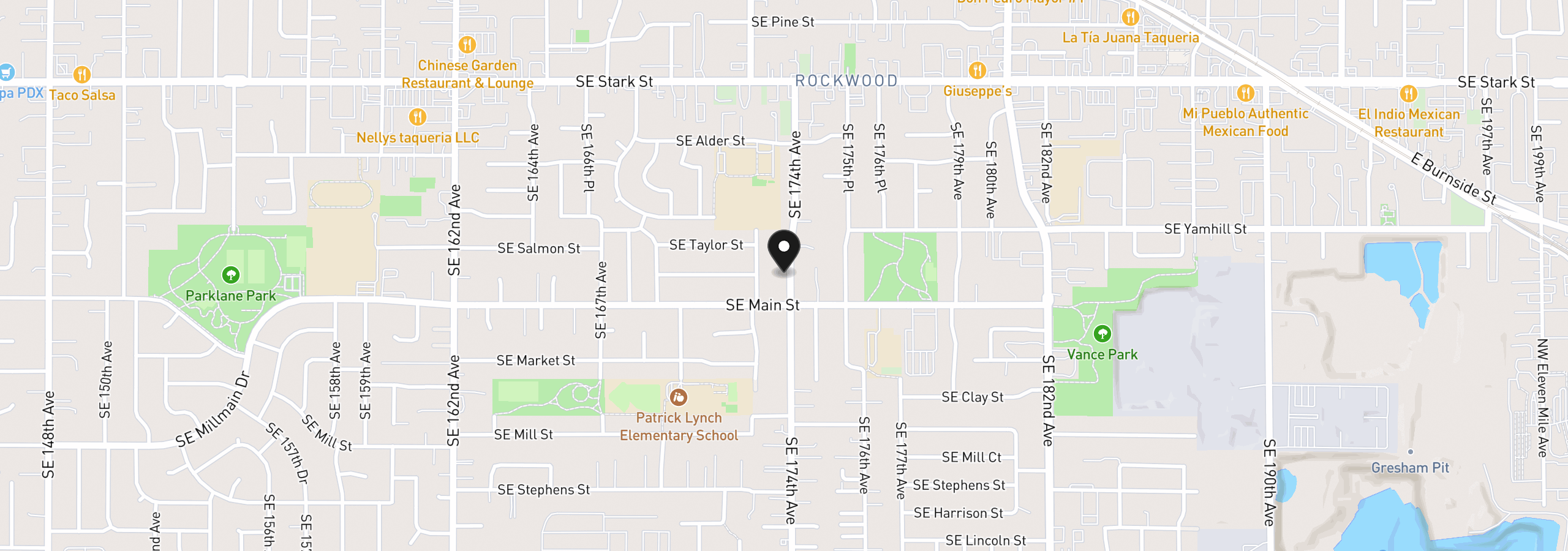 Map showing the location of 1147 SE 174th Ave, Portland, OR 97233