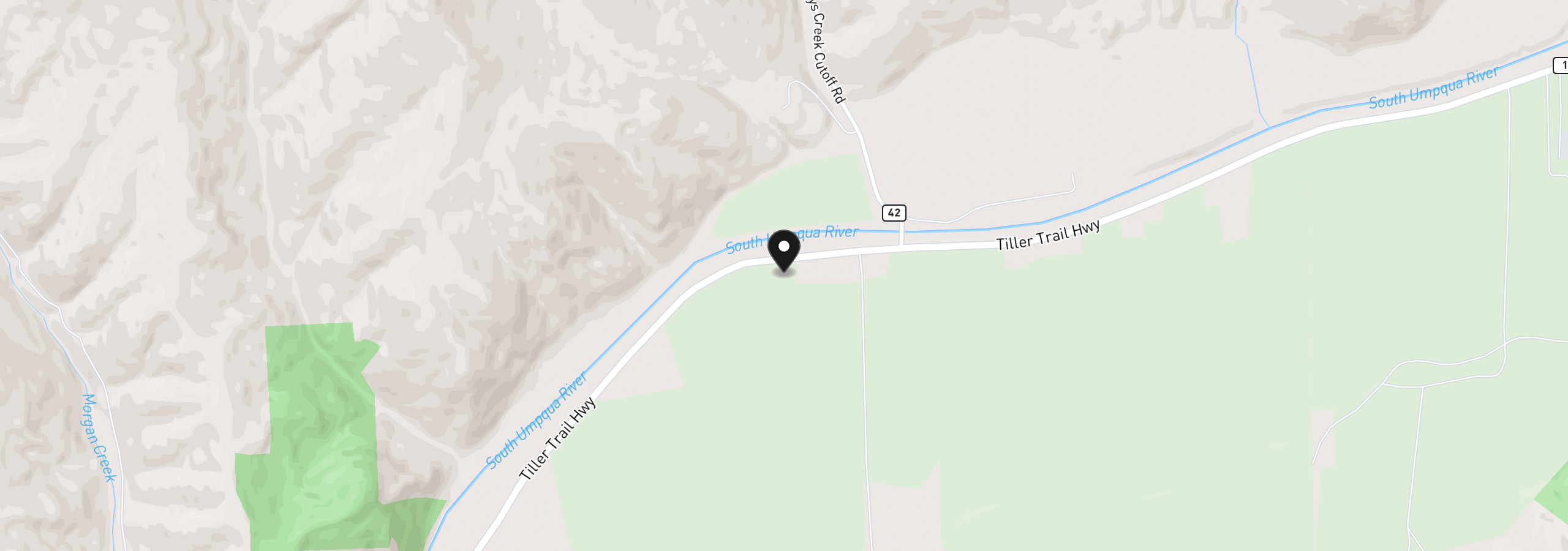 Map showing the location of 8143 Tiller Trail Hwy, Canyonville, OR 97417