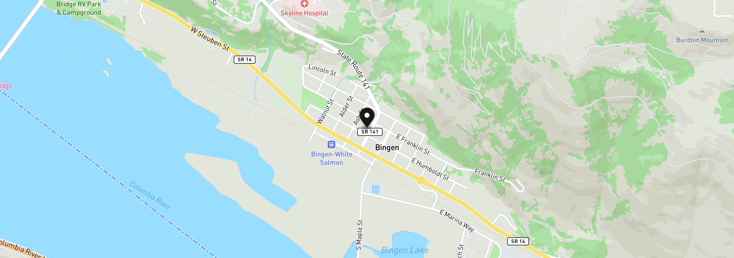 Map showing the location of 207 N Oak St, Bingen, Wa 98605