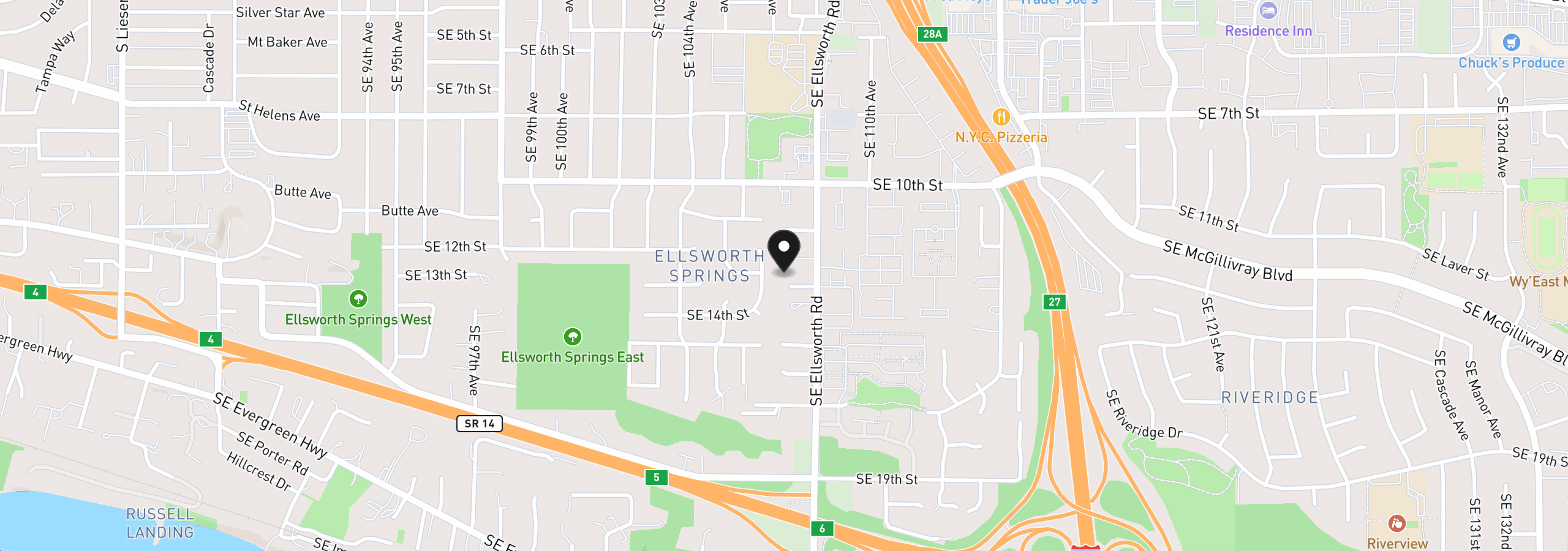 Map showing the location of 10706 SE 13th Cir, Vancouver, Wa 98664