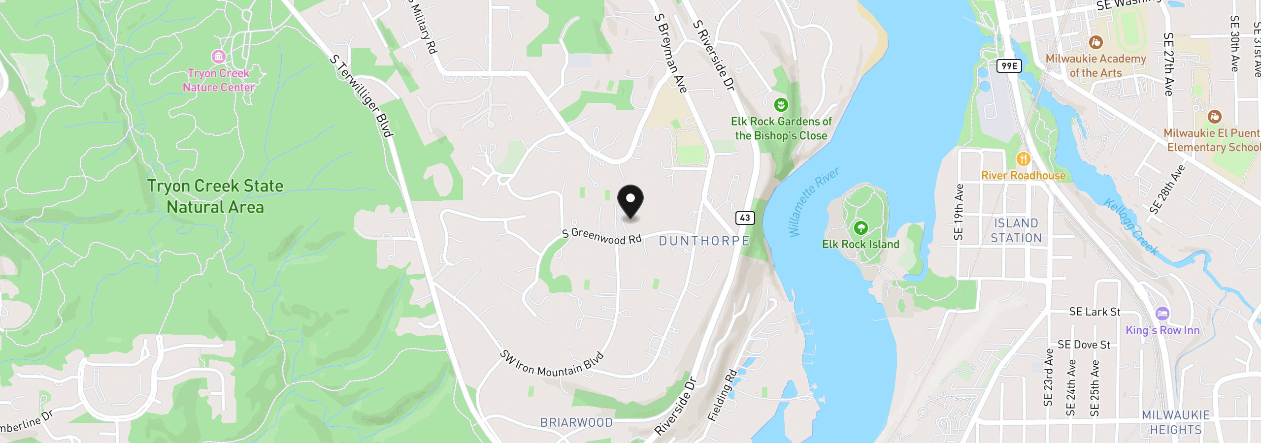 Map showing the location of 1905 S Greenwood Rd, Portland, OR 97219