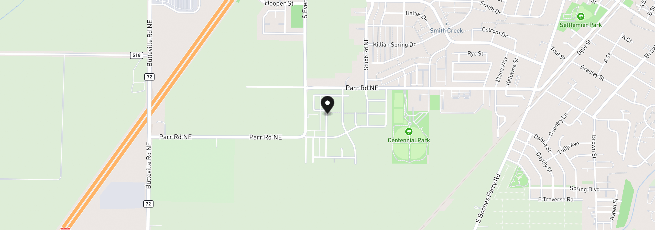 Map showing the location of 1106 Cardinal St Hs76, Woodburn, OR 97071