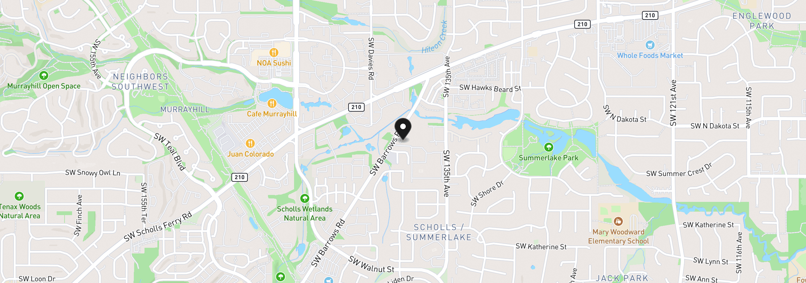 Map showing the location of 11352 SW Hallmark Ter, Tigard, OR 97223