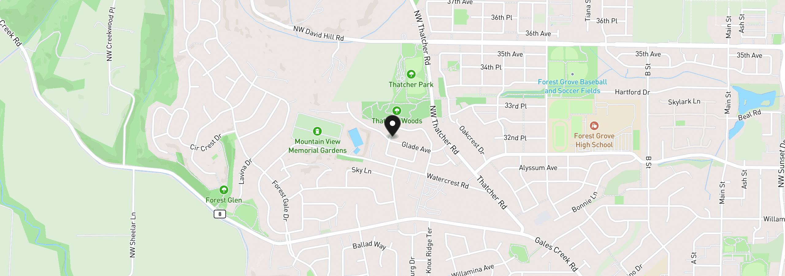 Map showing the location of 3305 Butte Dr, Forest Grove, OR 97116