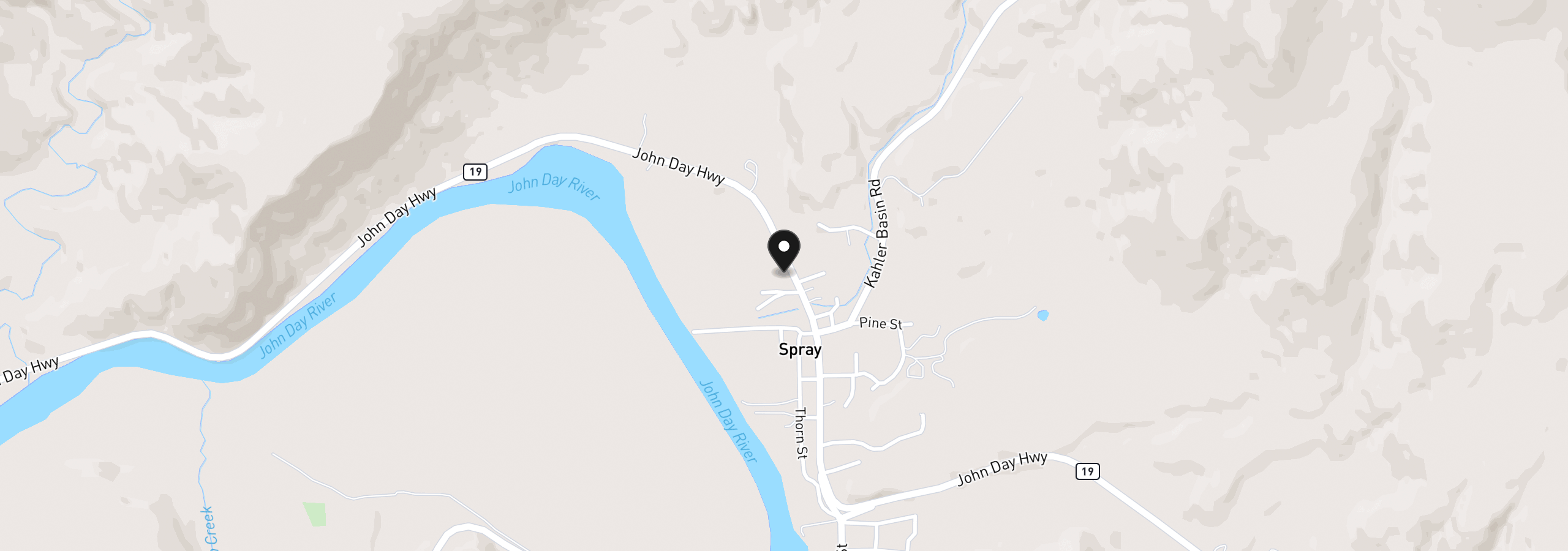 Map showing the location of 910 Willow St, Spray, OR 97874