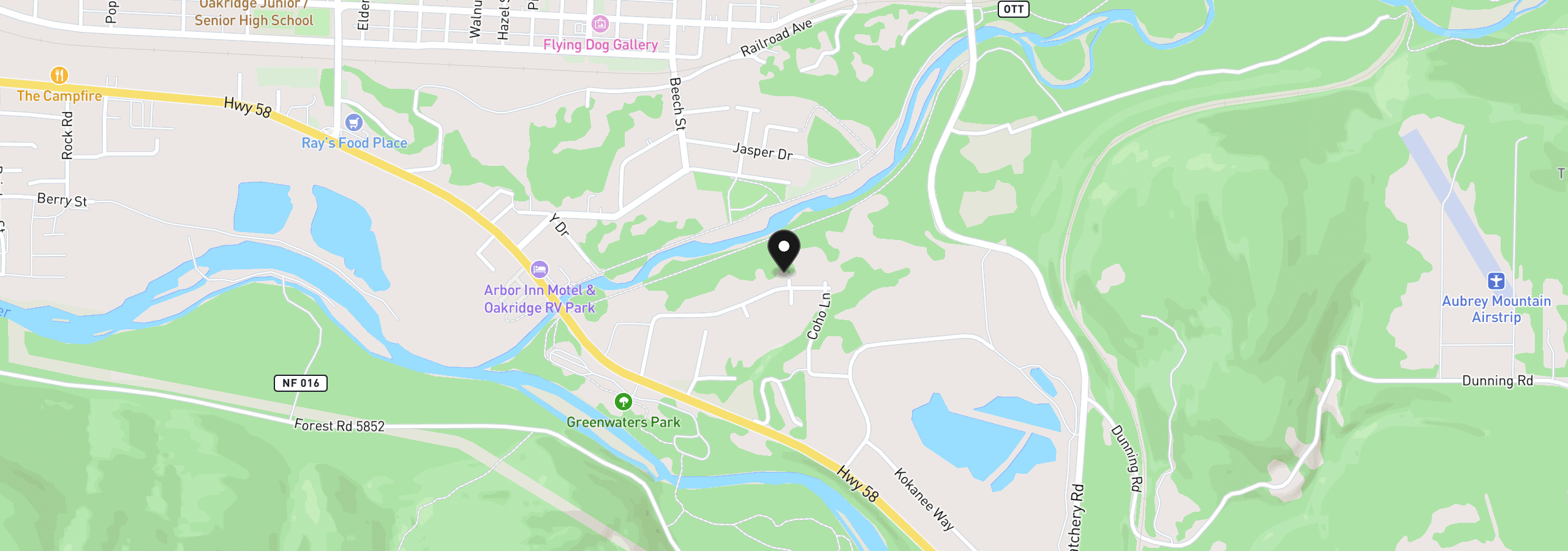 Map showing the location of 48471 Roaring Rapids Way, Oakridge, OR 97463