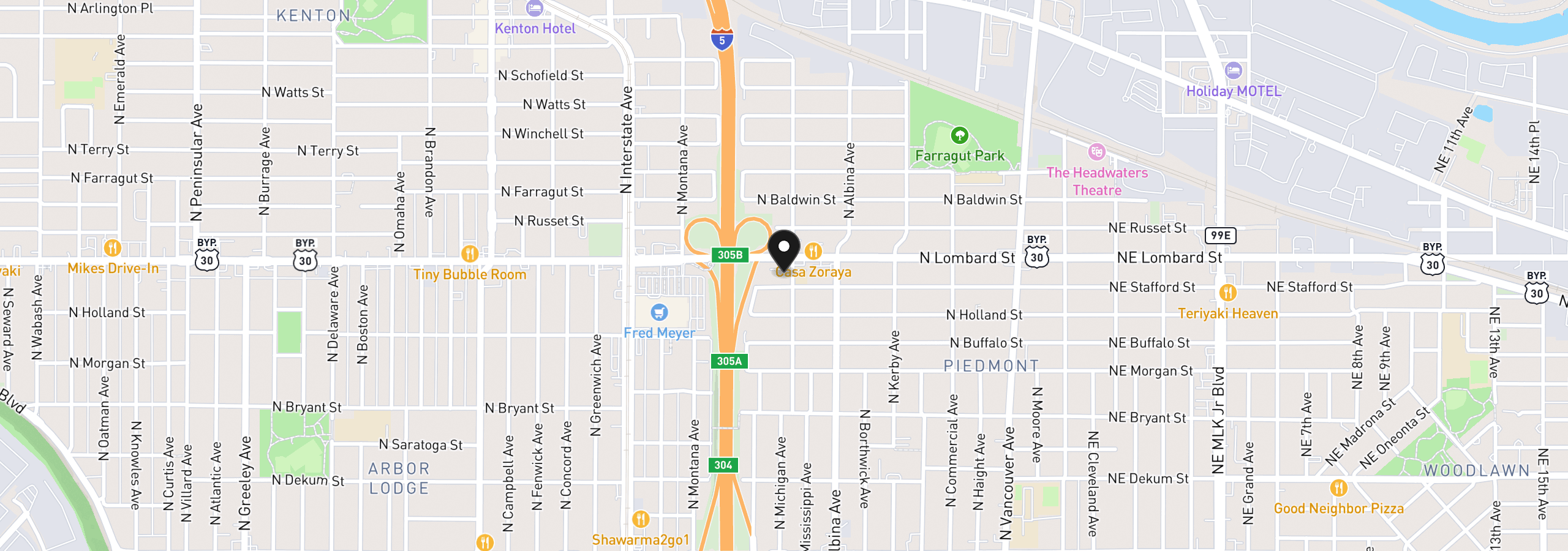 Map showing the location of 7413 N Mississippi Ave, Portland, OR 97217