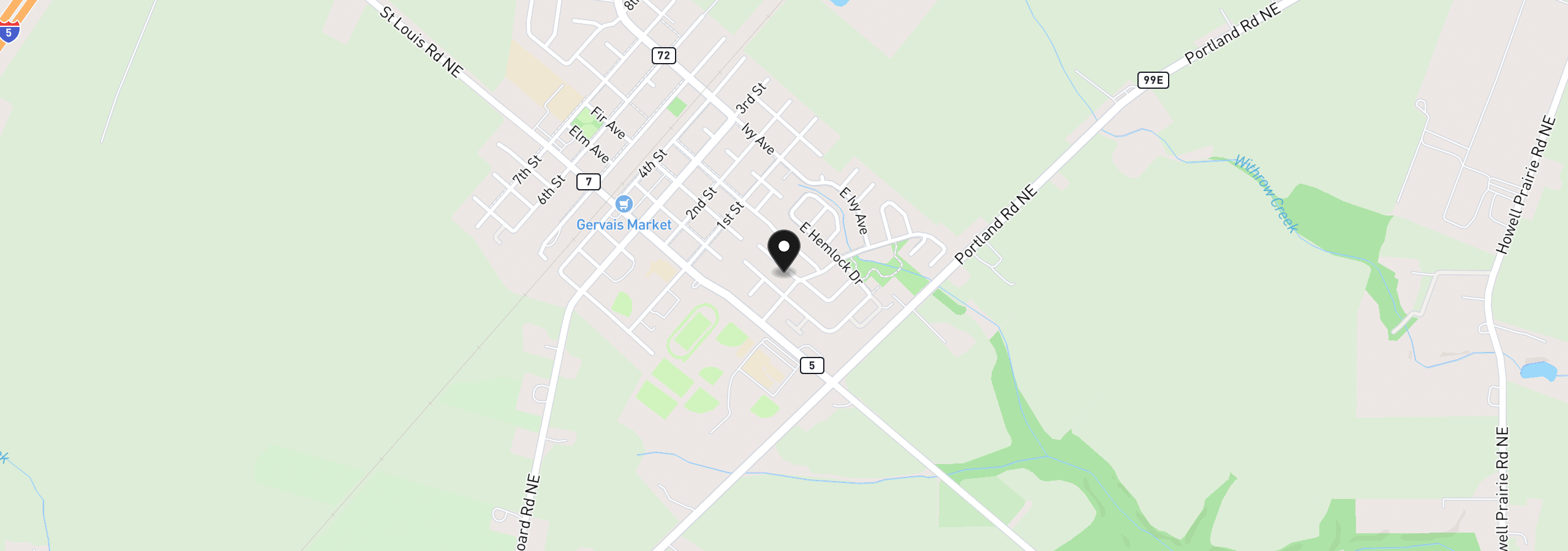 Map showing the location of 230 E Fir Dr, Gervais, OR 97026