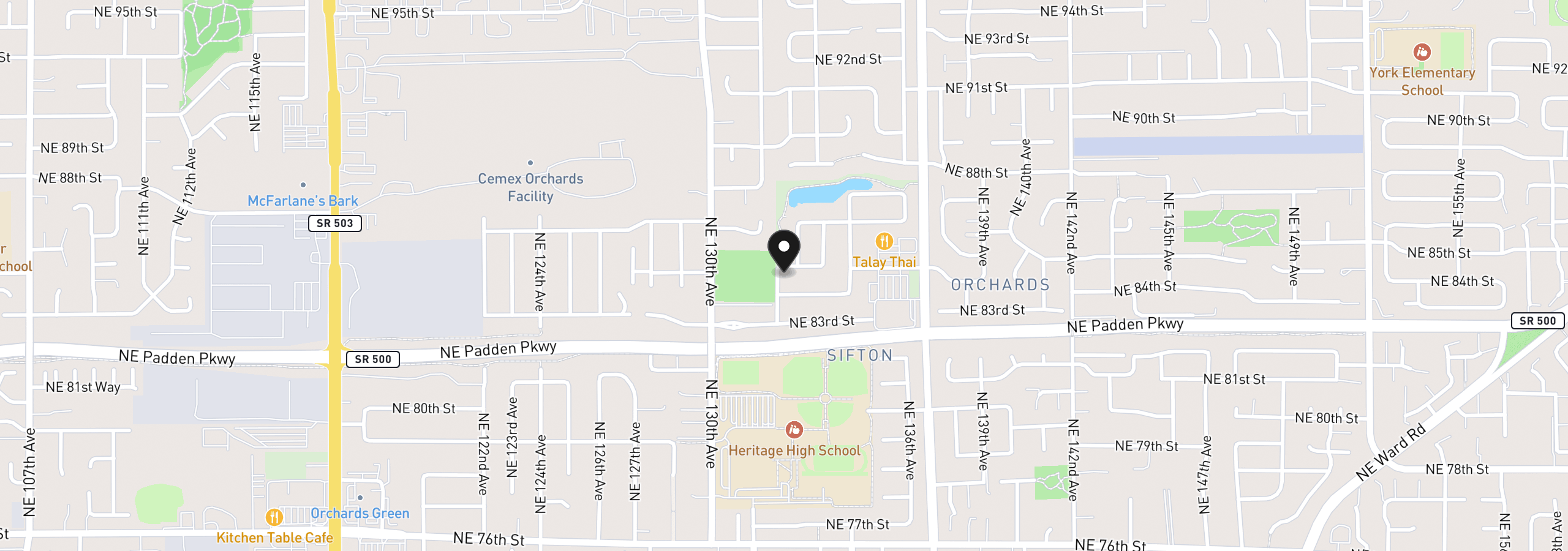 Map showing the location of 13201 NE 84th St, Vancouver, Wa 98682