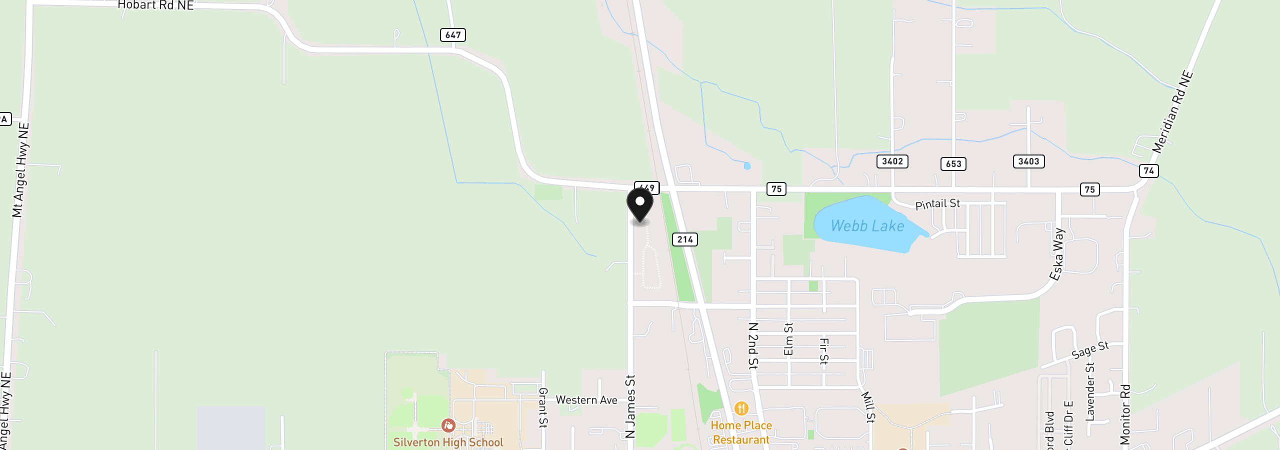 Map showing the location of 702 Tigerlily St, Silverton, OR 97381