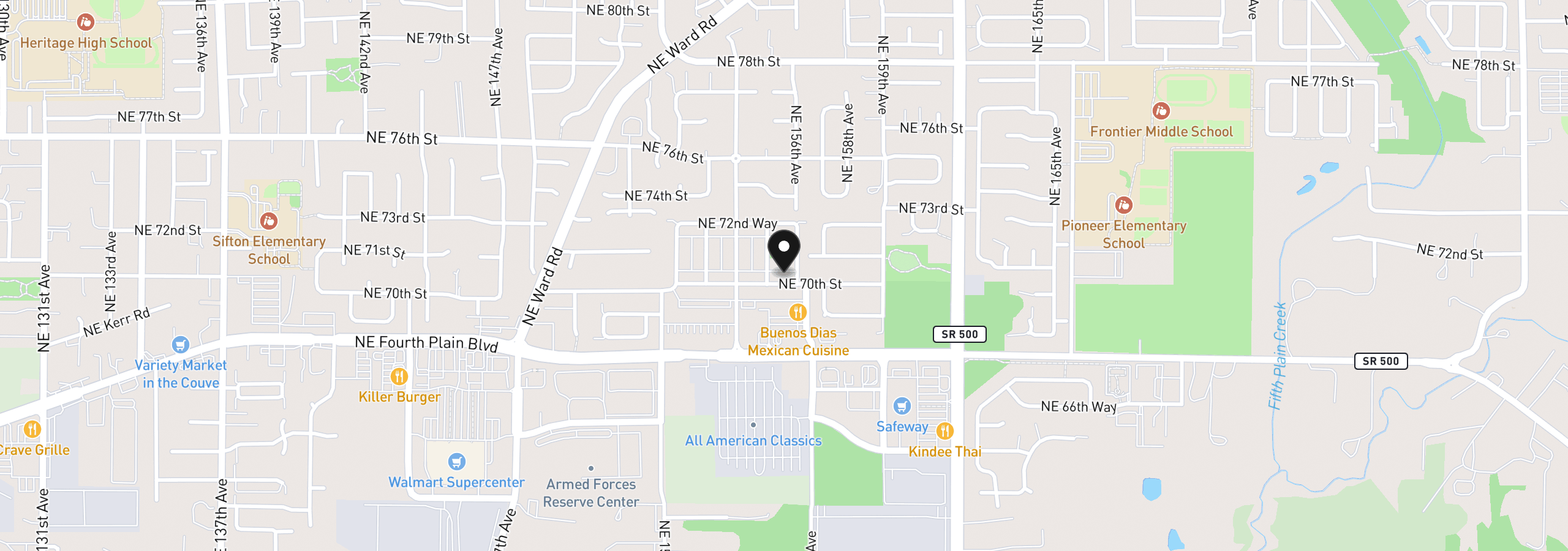 Map showing the location of 15528 NE 70th St, Vancouver, Wa 98682