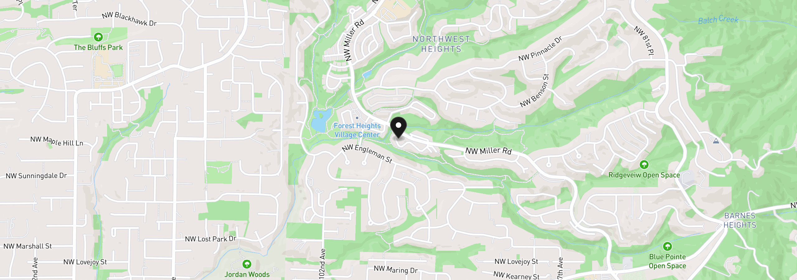 Map showing the location of 9721 NW Miller Hill Dr, Portland, OR 97229
