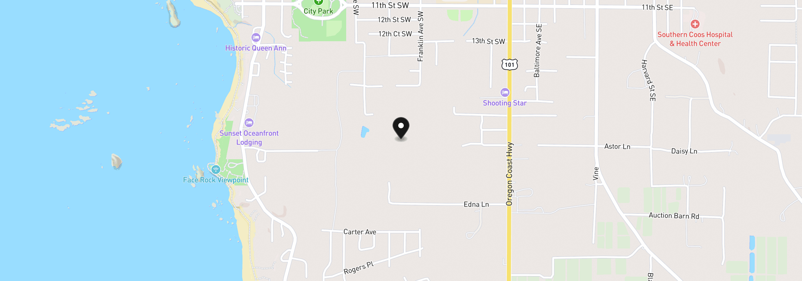 Map showing the location of 0 Harrison Rd, Bandon, OR 97411