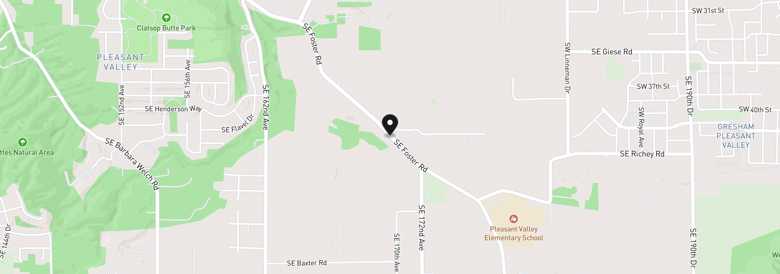 Map showing the location of 16990 SE Foster Rd, Gresham, OR 97080