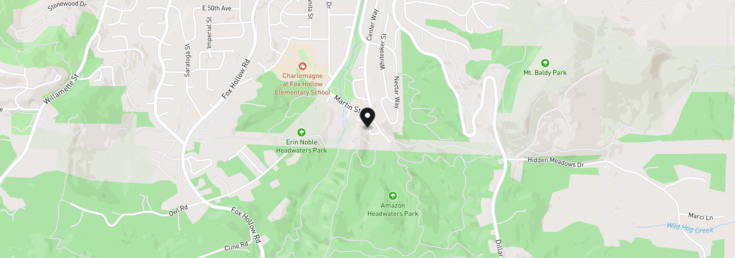 Map showing the location of 5260 Overbrook Ln, Eugene, OR 97405