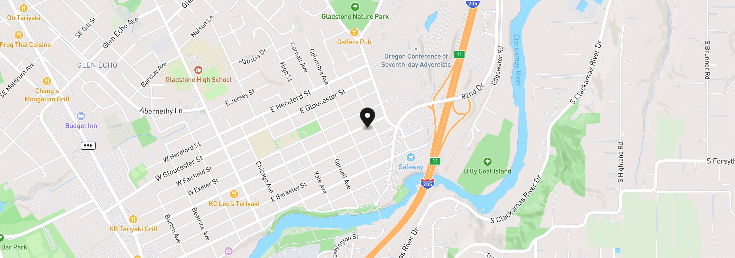 Map showing the location of 665 E Dartmouth St, Gladstone, OR 97027