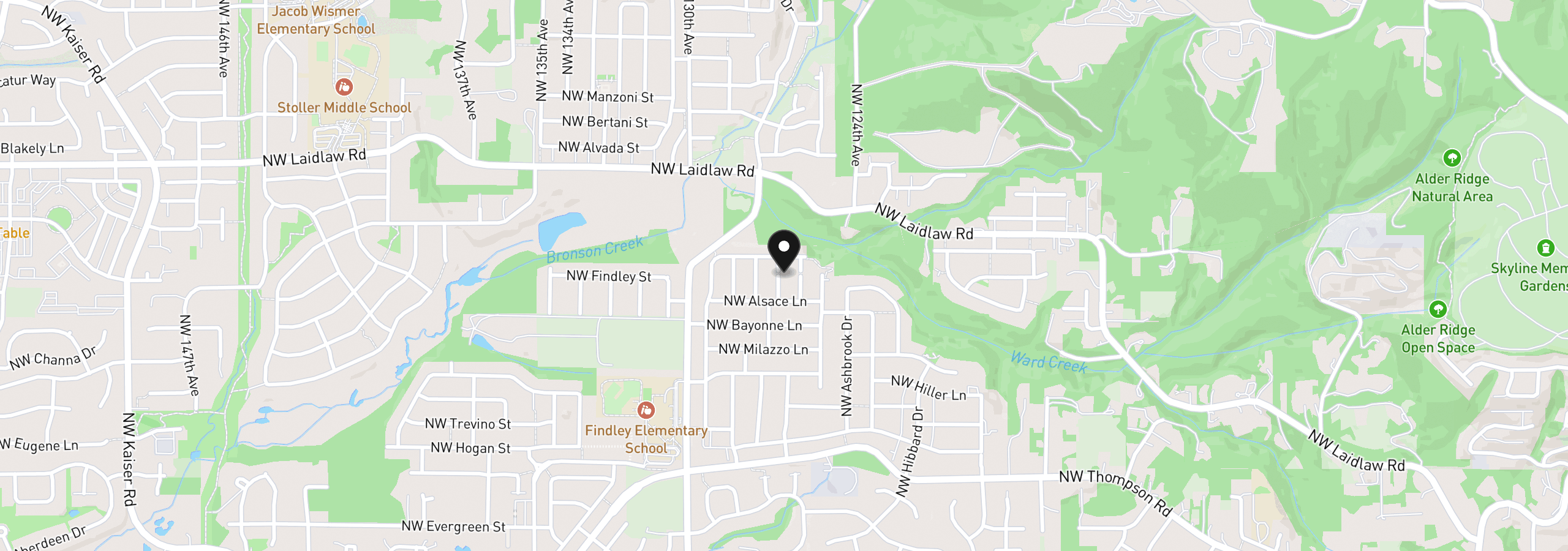 Map showing the location of 4638 NW Dresden Pl, Portland, OR 97229