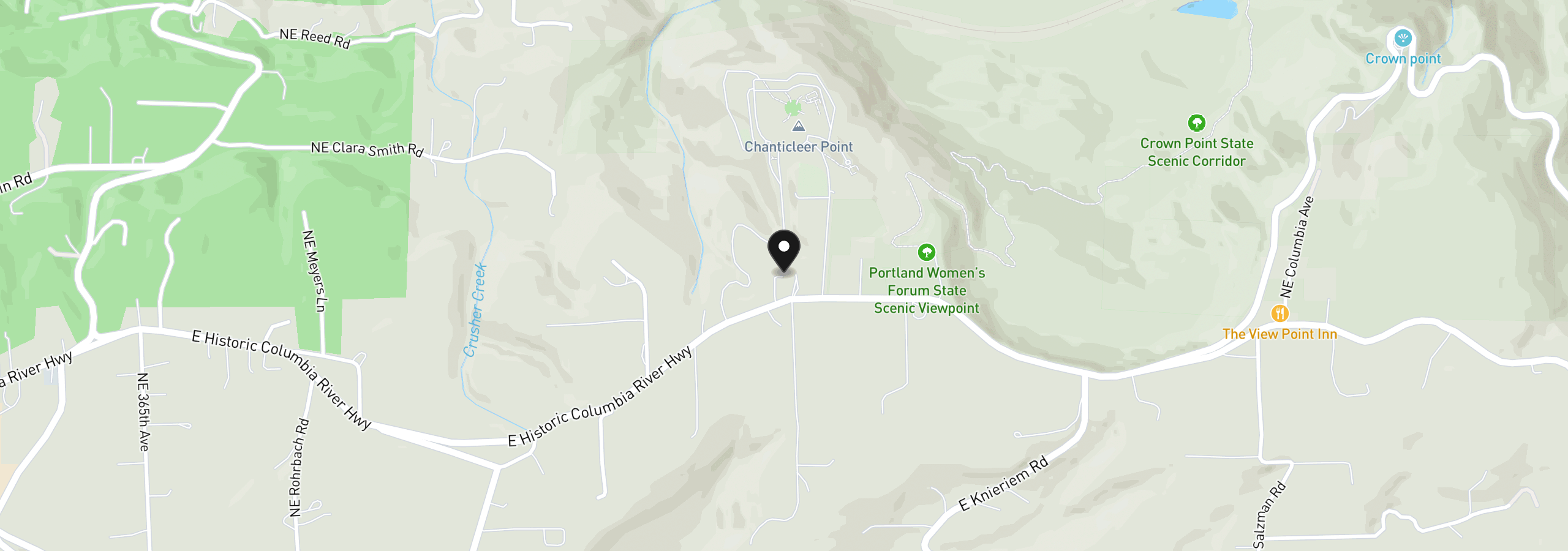 Map showing the location of 38623 E Historic Columbia Ri Hwy, Corbett, OR 97019