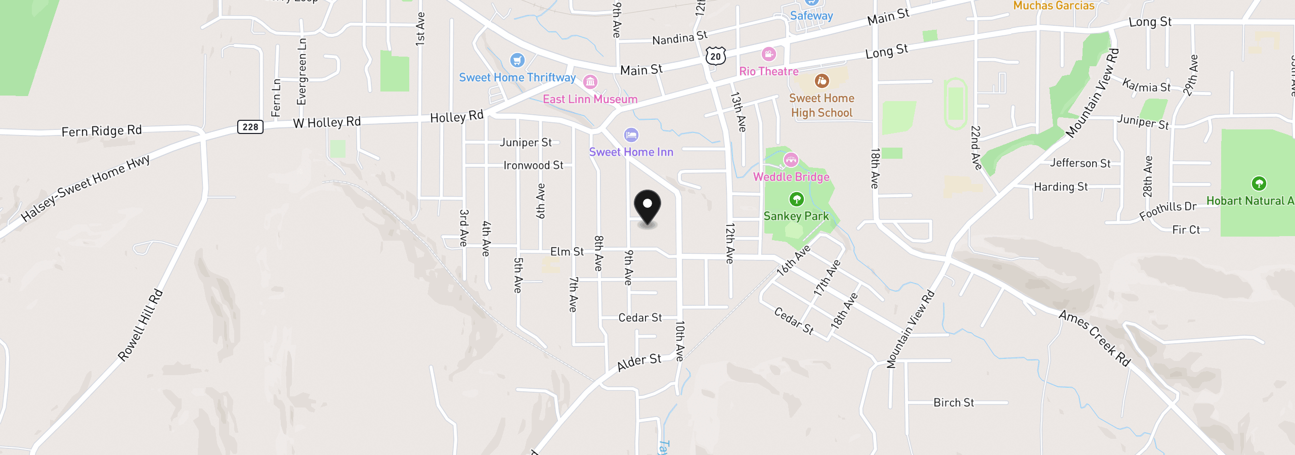 Map showing the location of 960 Grape St, Sweet Home, OR 97386