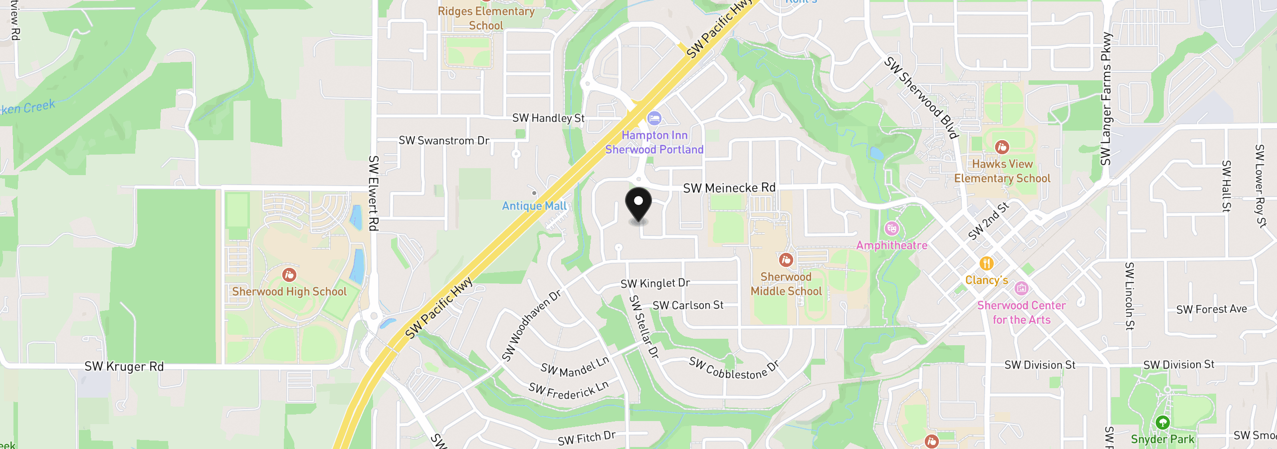 Map showing the location of 22391 SW Timber Crossing Ter, Sherwood, OR 97140