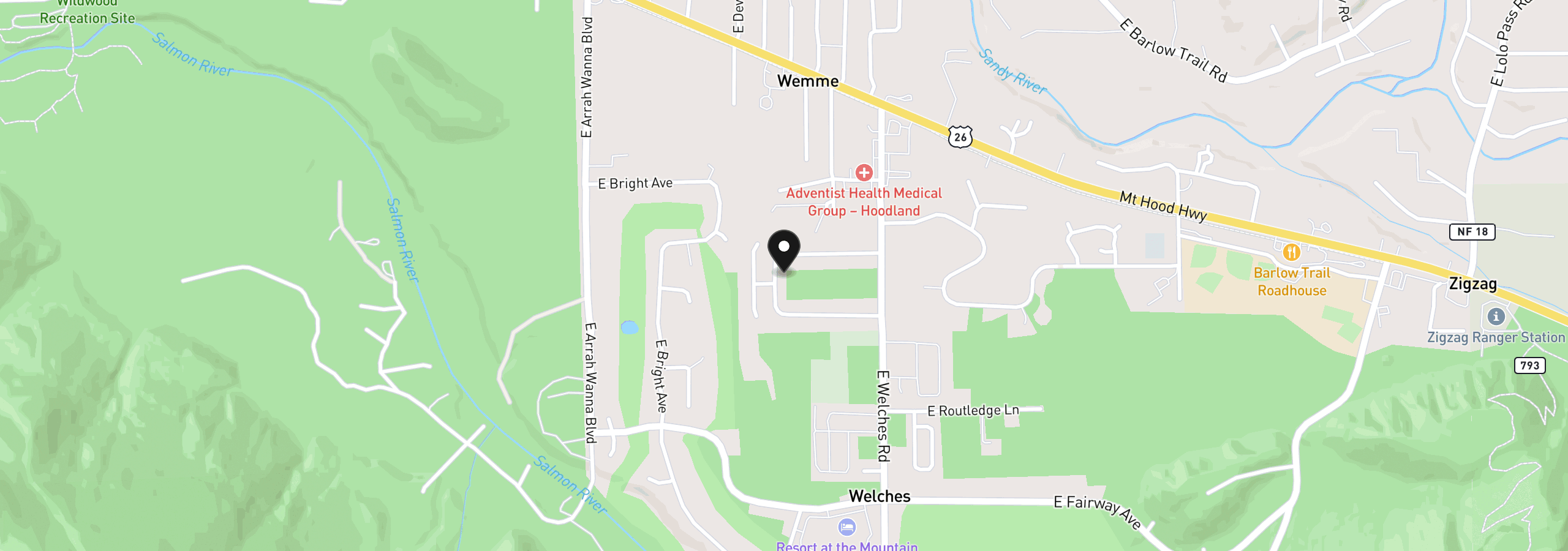 Map showing the location of 68284 E Twinberry Loop, Welches, OR 97067