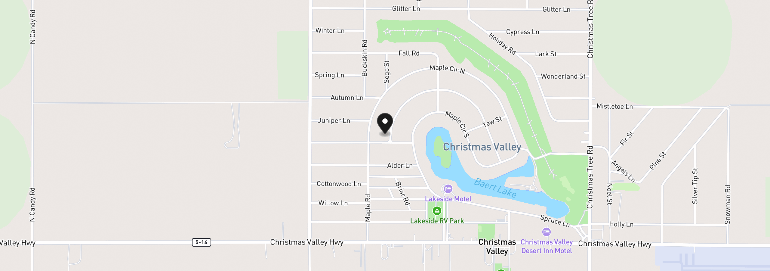Map showing the location of Elm Ln, Christmas Valley, OR 97641