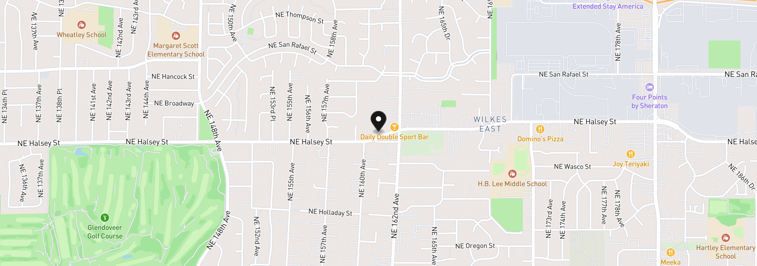 Map showing the location of 16057 NE Halsey St E, Portland, OR 97230