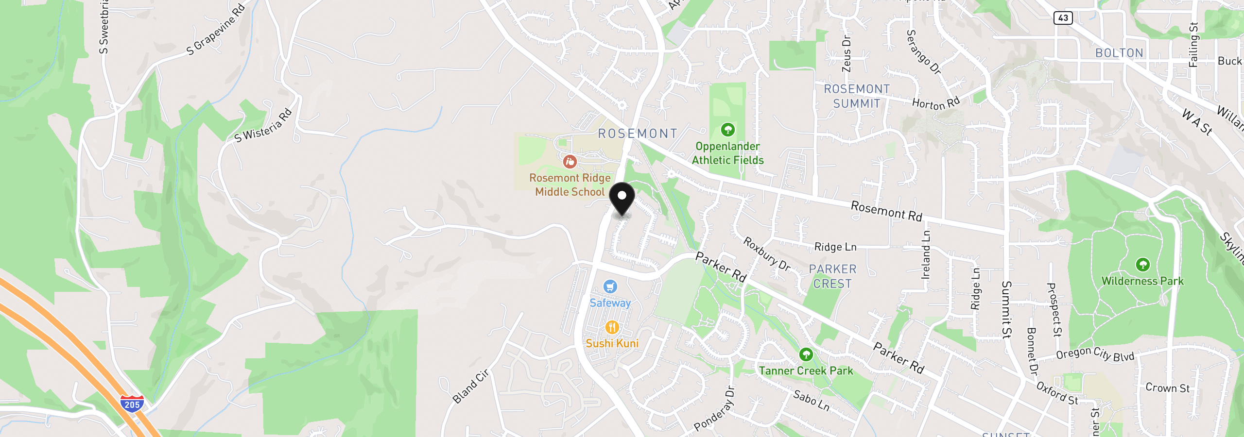 Map showing the location of 20322 Noble Ln, West Linn, OR 97068