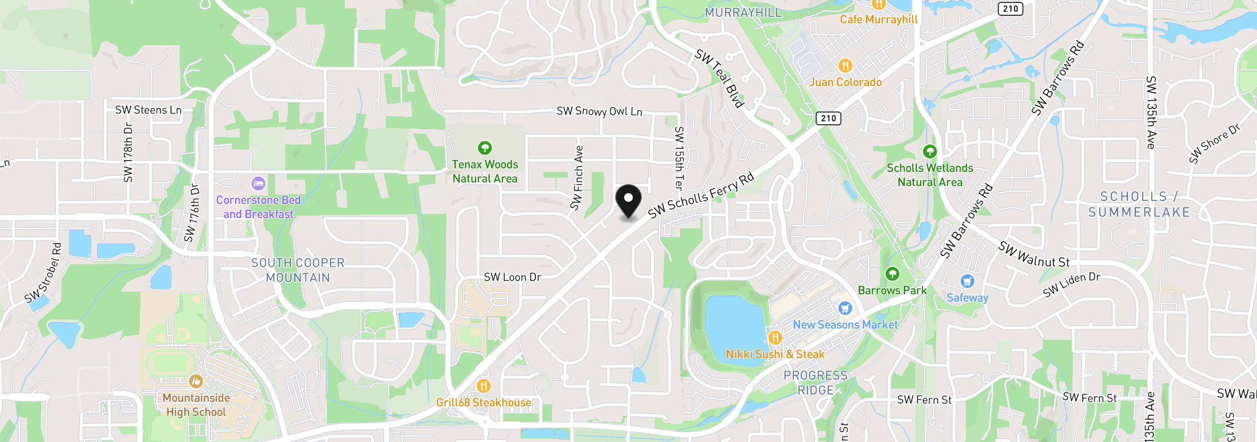 Map showing the location of 15717 SW Scholls Ferry Rd, Beaverton, OR 97007