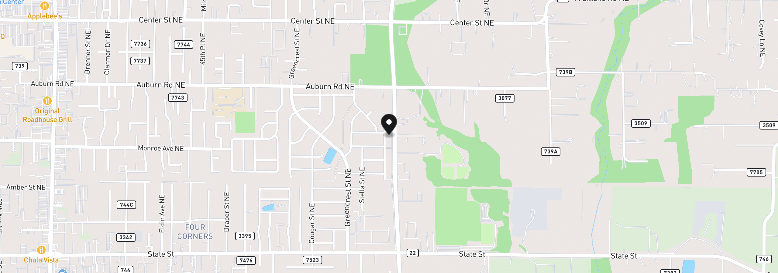 Map showing the location of 440 Reno St NE, Salem, OR 97301