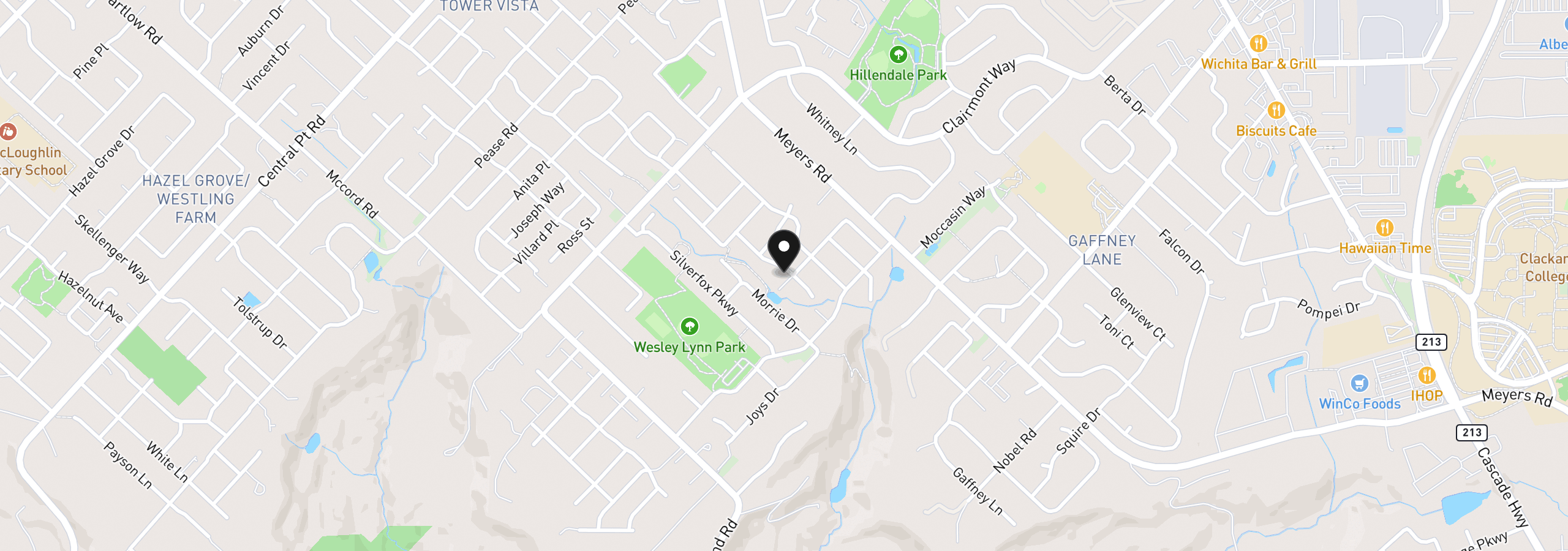 Map showing the location of 19437 Provisioner Ct, Oregon City, OR 97045