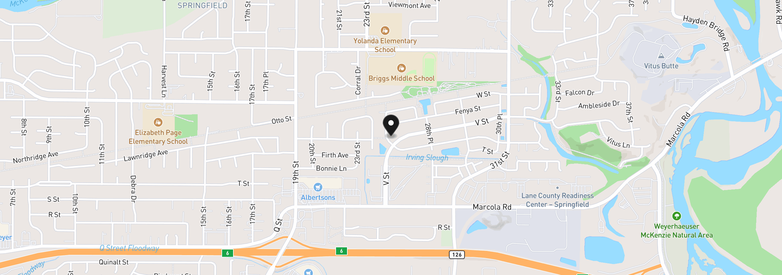 Map showing the location of 2611 26th Loop, Springfield, OR 97477