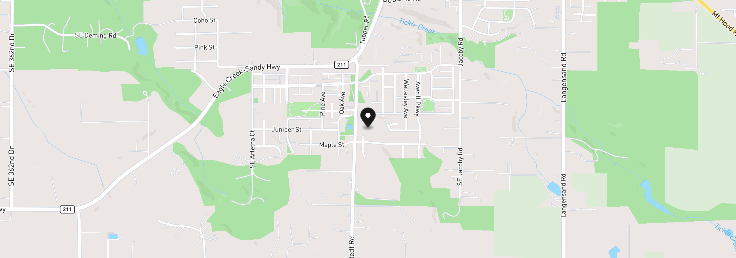 Map showing the location of 19424 SE Bornstedt Rd, Sandy, OR 97055