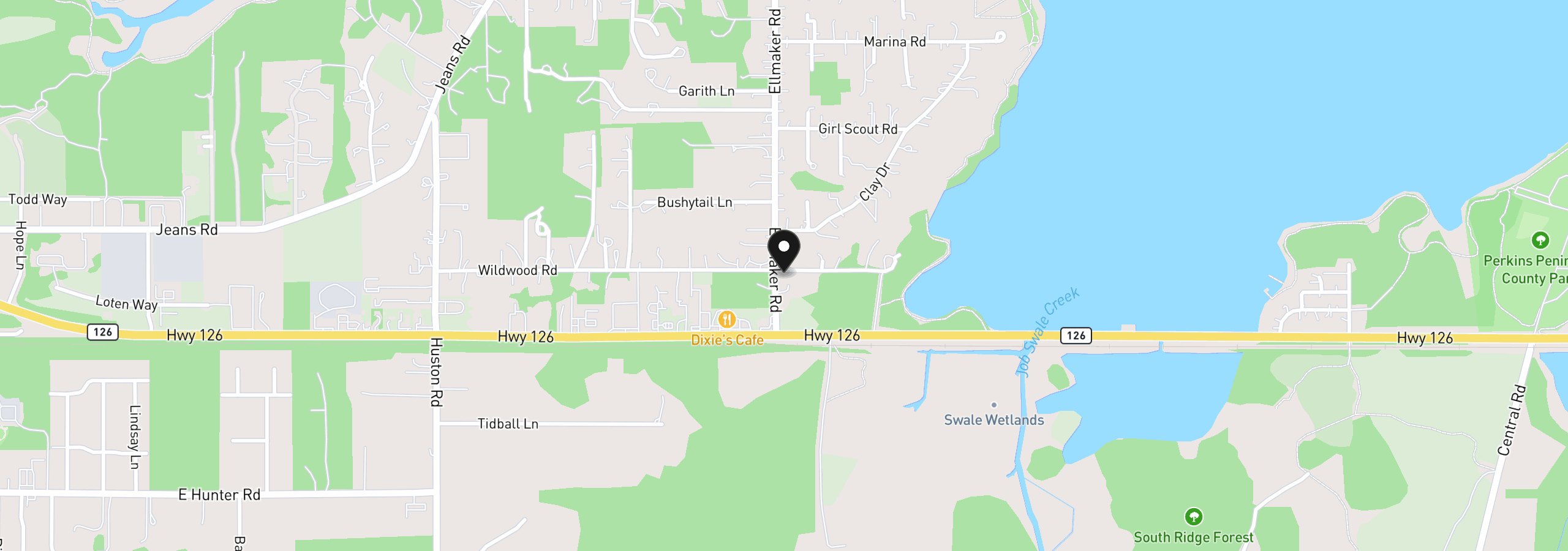 Map showing the location of 88247 Ellmaker Rd, Veneta, OR 97487