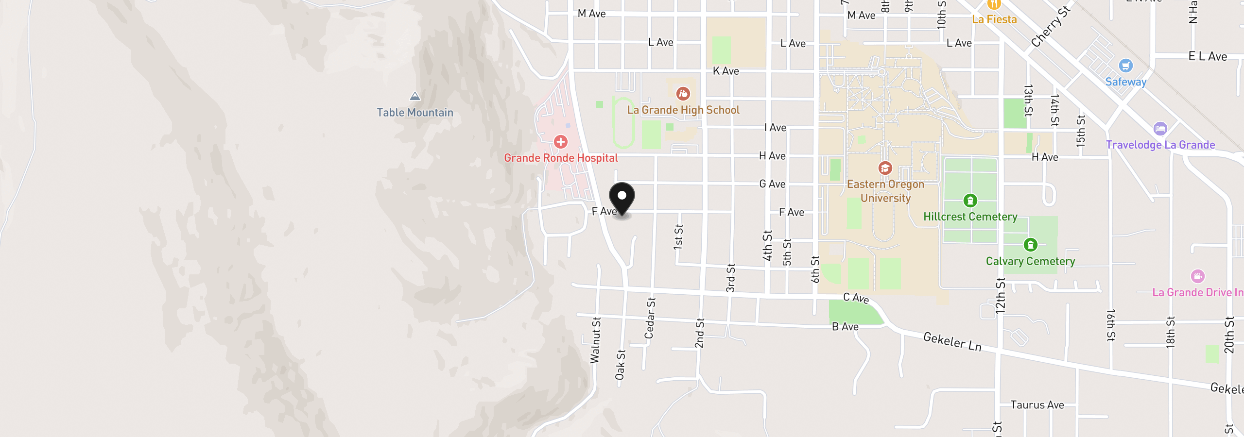 Map showing the location of 410 F Ave, La Grande, OR 97850