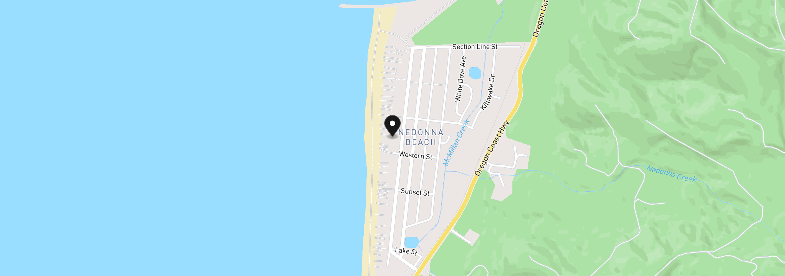 Map showing the location of 26280 Beach Dr, Rockaway Beach, OR 97136