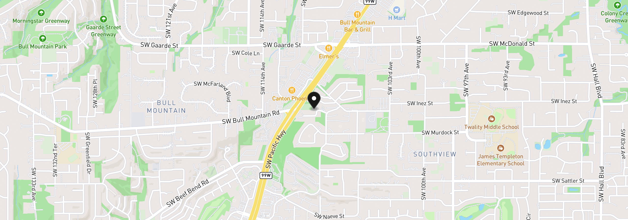 Map showing the location of 10947 SW Annand Hill Ct, Portland, OR 97224