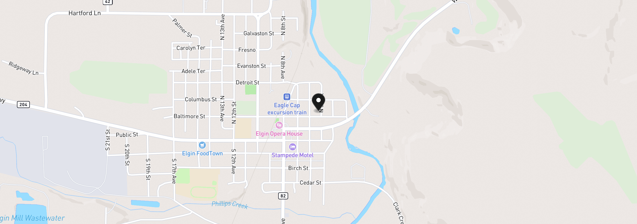 Map showing the location of 515 Baltimore St, Elgin, OR 97827